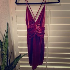 Pink velvet mini dress